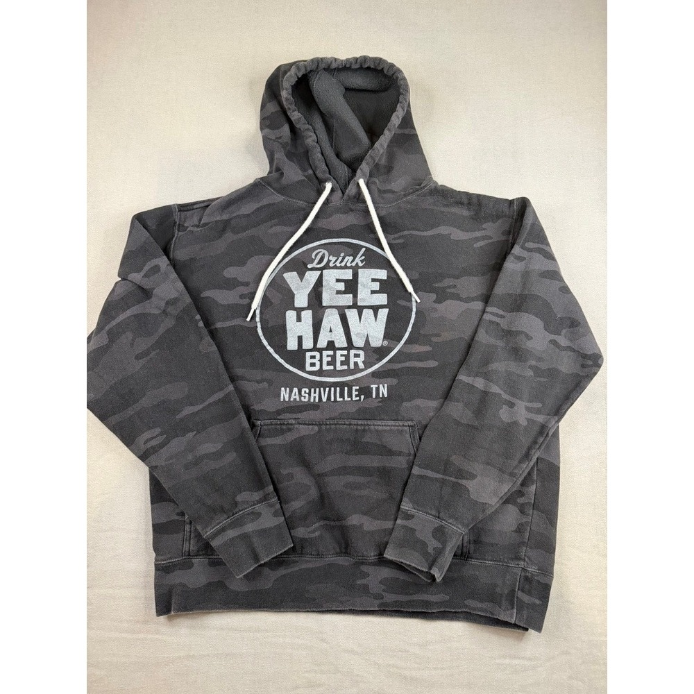 Independent Trading Co Yee Haw Beer Nashville TN Camo Hoodie Mens XL